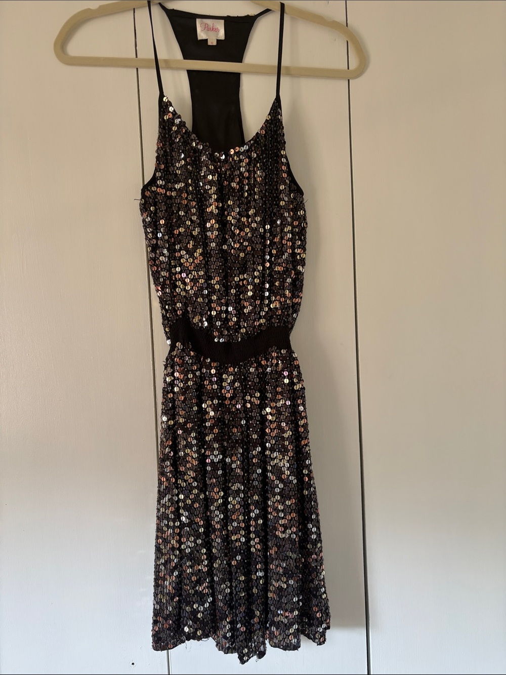 Parker Silk and Sequin Dress Size Medium